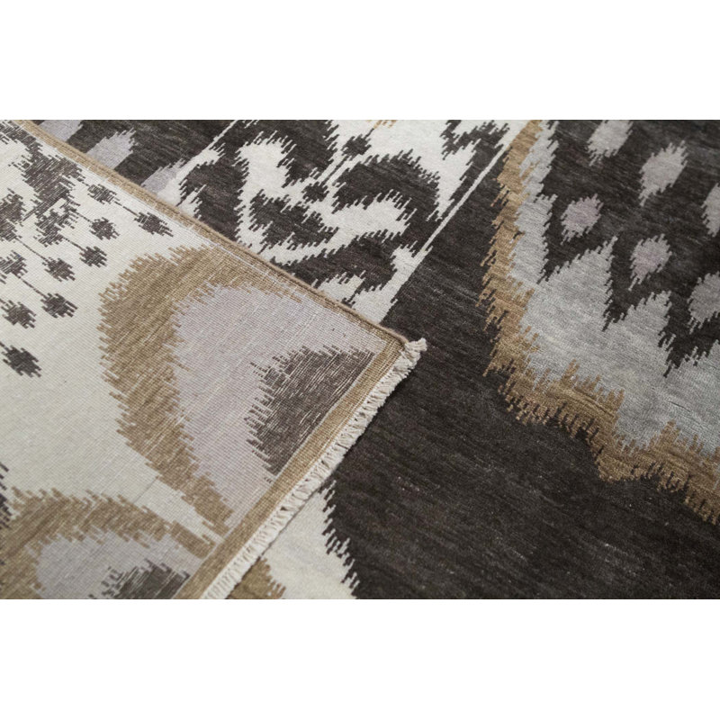 Bokara Rug Co Inc One Of A Kind Ikat Hand Knotted Dark Brown Blue 8 X 10 1 Wool Area Rug Wayfair