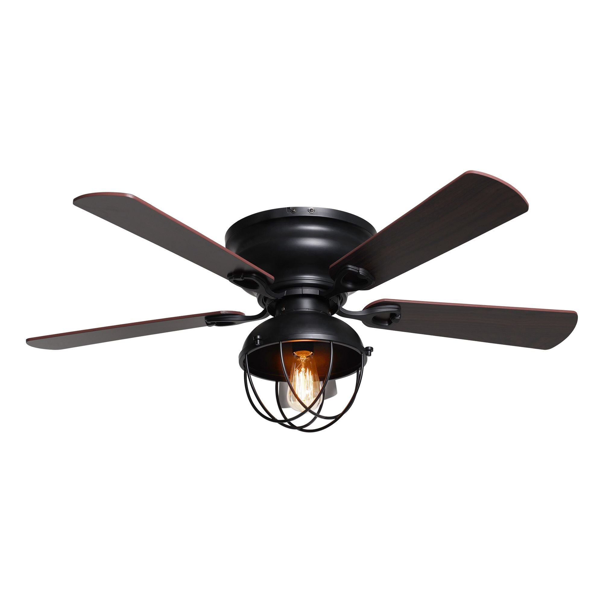 black ceiling fan with light flush mount