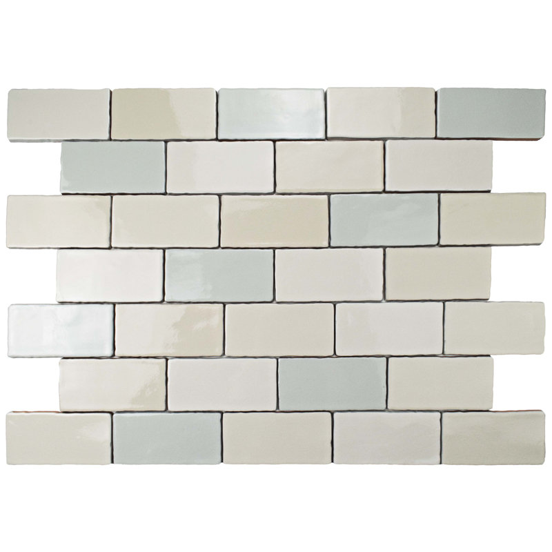 Elitetile Antiqua 3 X 6 Ceramic Subway Tile In Blue Cream Antiqua 3 X 6 Ceramic Subway Tile In