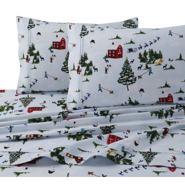 North Pole Print 4 Piece 100% Cotton Sheet Set