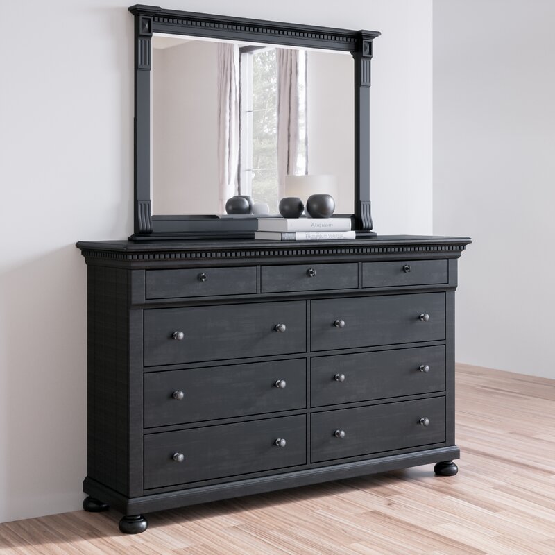 Darby Home Co Goodwater 9 Drawer Double Dresser With Mirror Wayfair