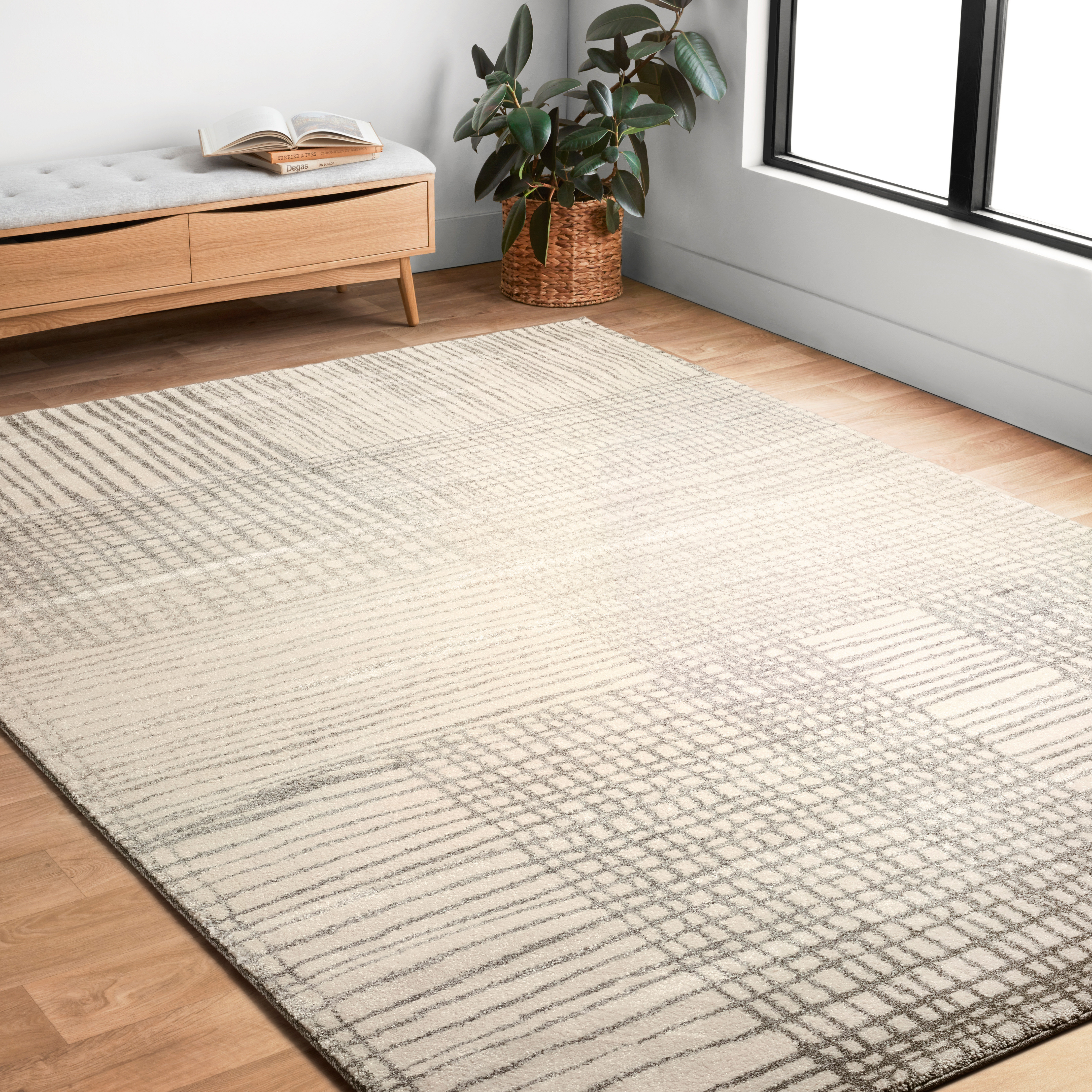 Latitude Run Aparicio Plaid Ivory Gray Area Rug Reviews Wayfair