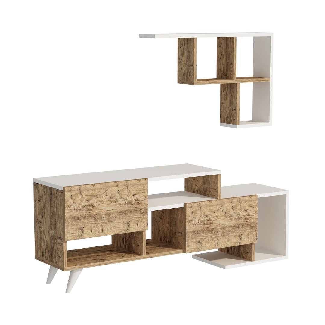 Pilmin TV Stand And Entertainment Center - Atlantic Pine & White white,brown