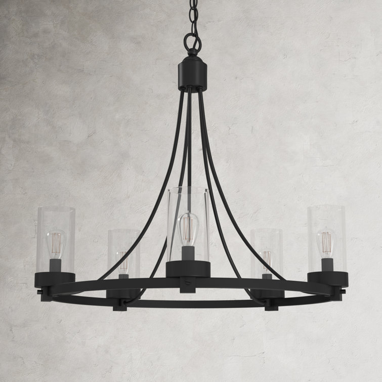 Devoe 5 - Light Wagon Wheel Chandelier