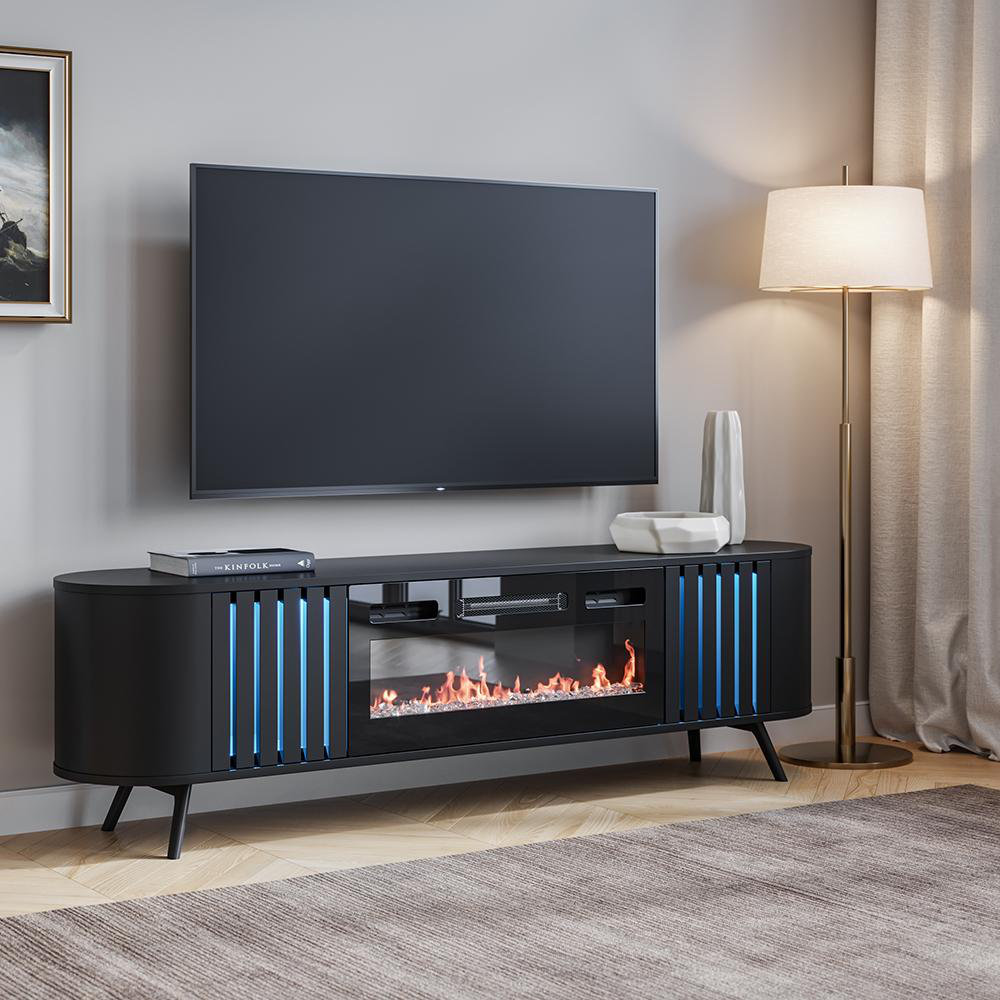 Orren Ellis Seroud TV Stand for TVs up to 85" with Fireplace Included