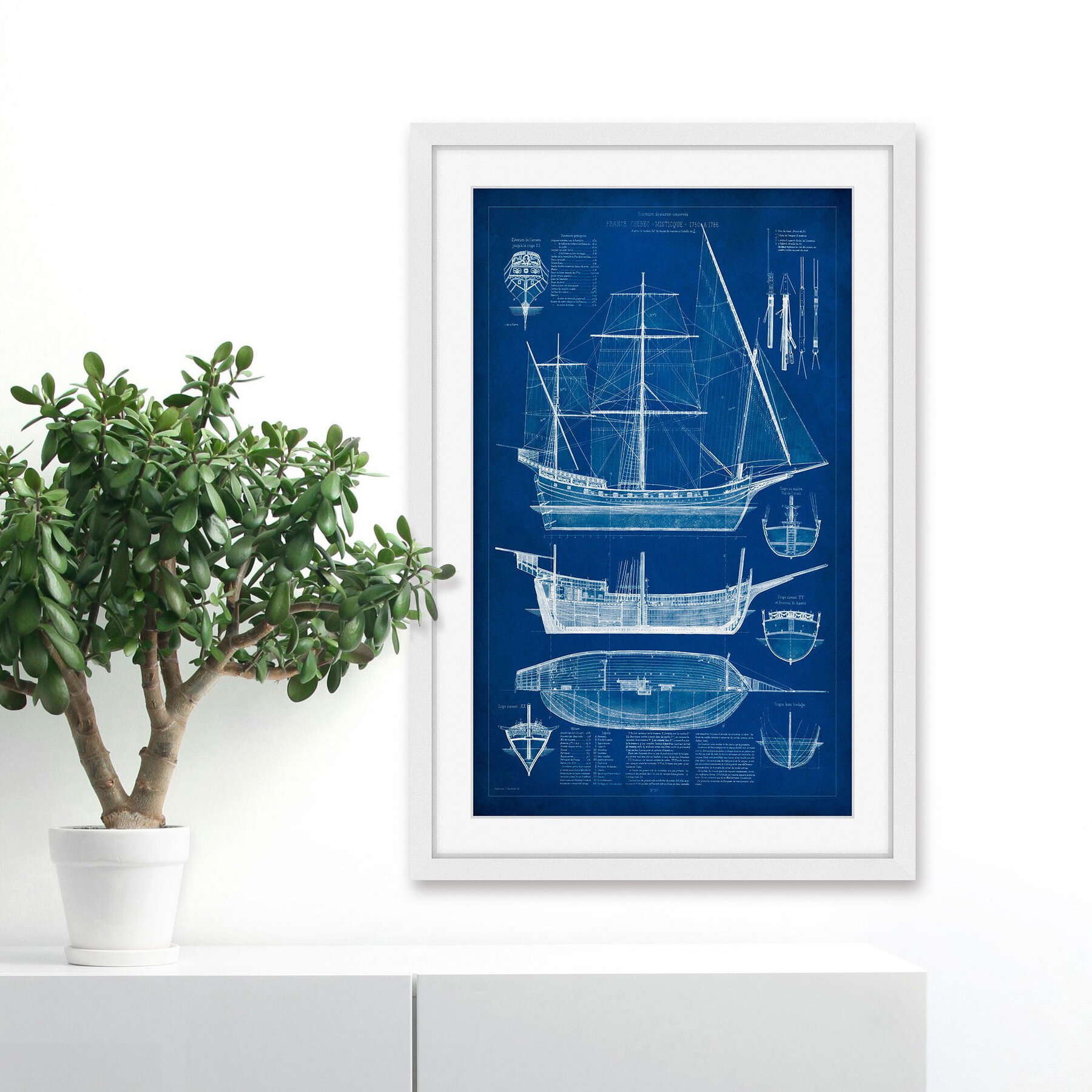 Marmont Hill Ship Blueprint I - Picture Frame Print | Wayfair