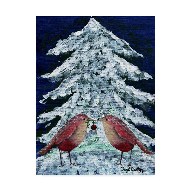 Winston Porter Love Birds In Snow Acrylic Painting Print On