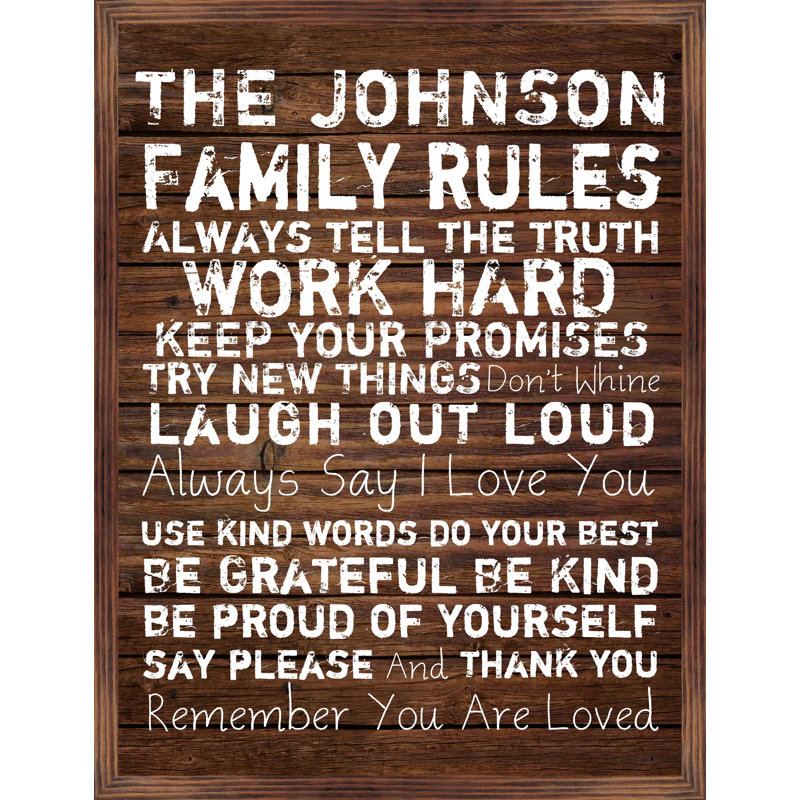 Ptm Personalized Family Rules Picture Frame Textual Art Print On Wood Wayfair
