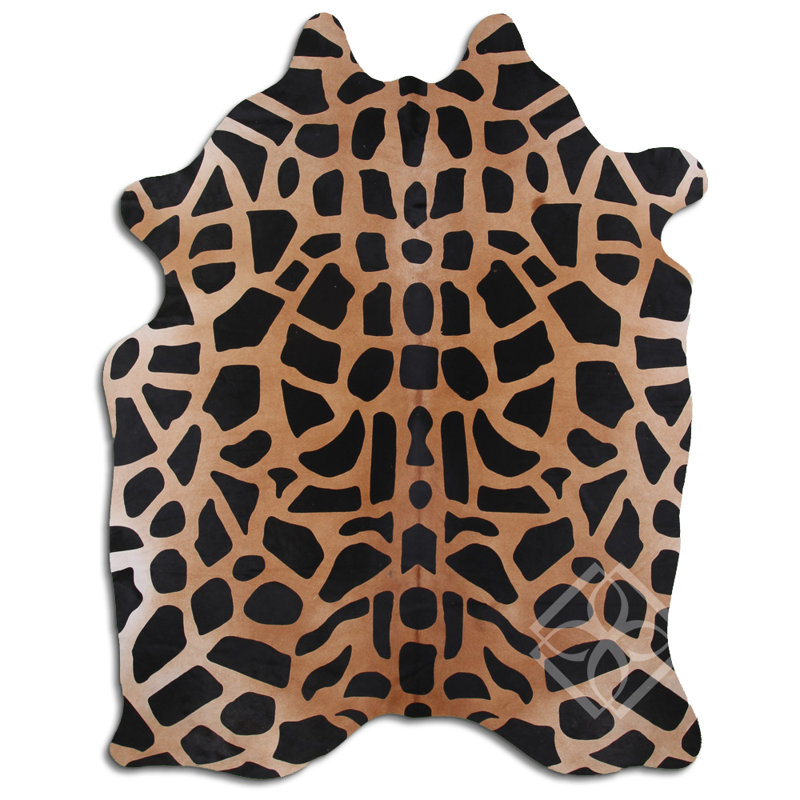 Bloomsbury Market Giraffe Printed Hair Handmade Cowhide Camel Area