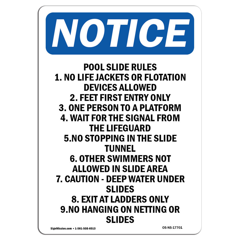 SignMission Pool Slide Rules 1. No Life Jackets Sign Wayfair