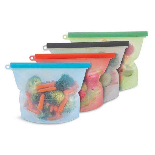 2X Silicone Food Storage Bags 1000ml Reusable Fresh Vacuum Sealer Bag Fruit Meat 