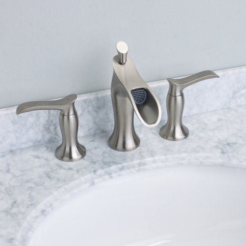 Eviva Swan Deck Mount Widespread Waterfall Bathroom Faucet