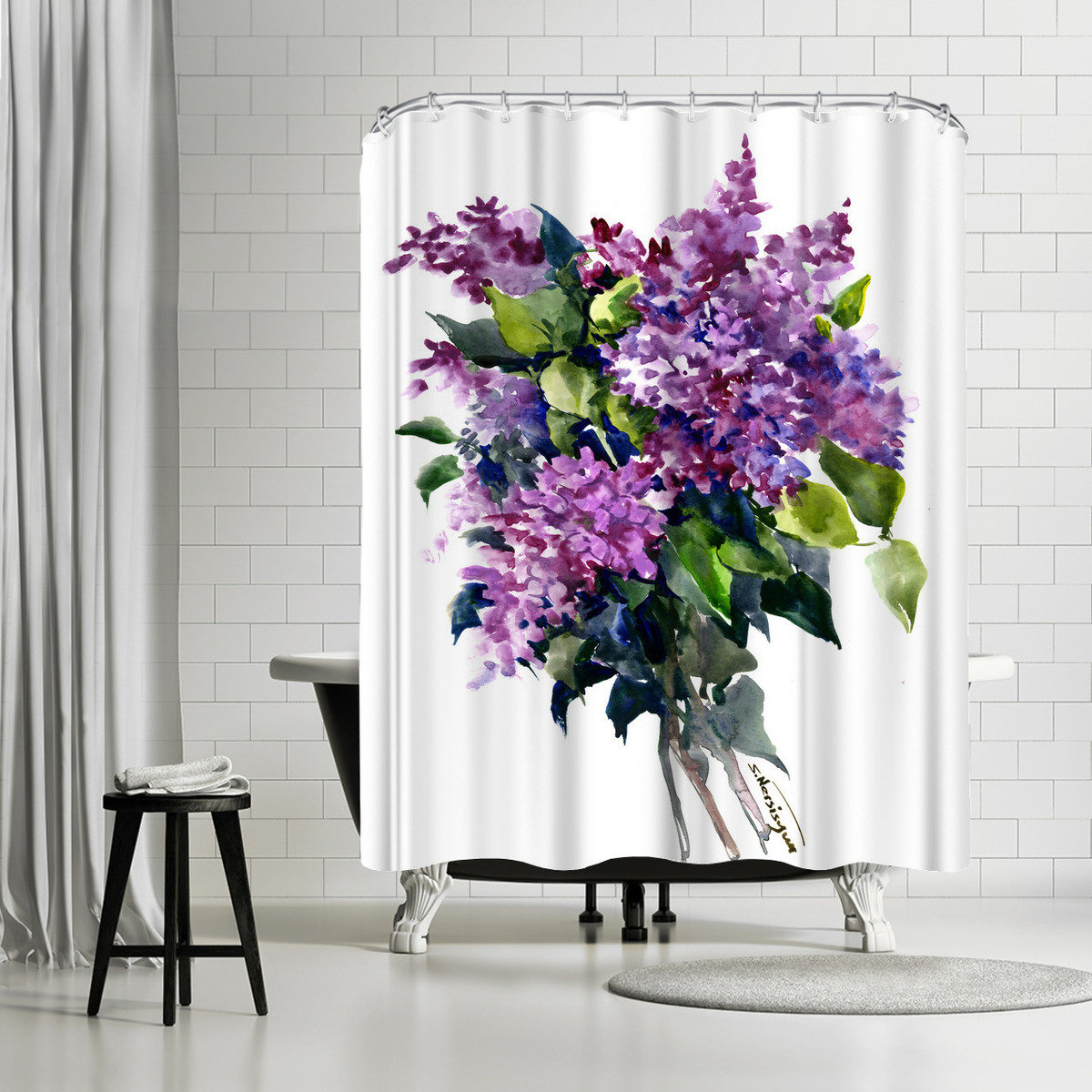 East Urban Home Suren Nersisyan Lilac Flowers 2 Single Shower Curtain Wayfair