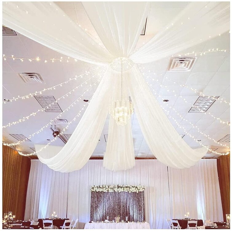 60 Feet 120" Wide Voile Chiffon Fabric Sheer Draping Drape Panel Wedding SALE* 