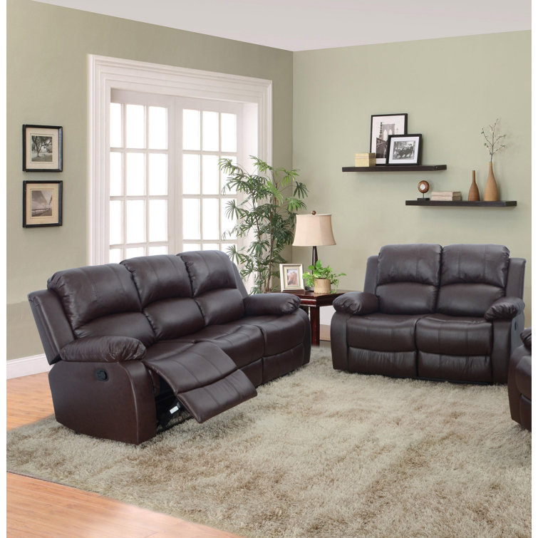 red barrel studio hartranft 2 piece faux leather reclining living room set reviews wayfair