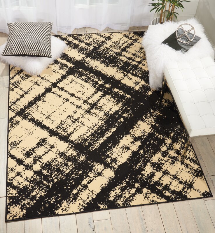 Williston Forge Walton Cream/Black Indoor Area Rug & Reviews | Wayfair