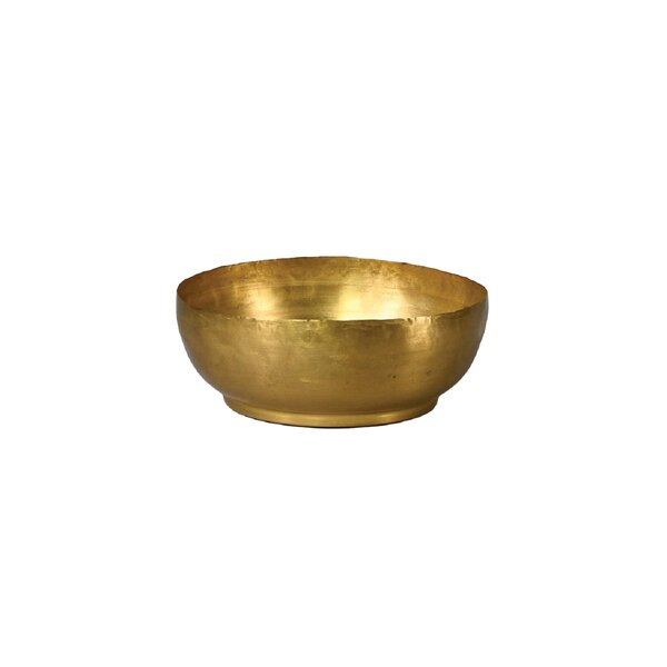 Planter Shallow Decorative Bowl for Flowers or Floating Candles Modern Fruit Bowl Serene Spaces Living Small Shiny Hammered Gold Bowl Vase Use as Key Bowl Measures 4.5 Tall & 6.75 Diameter