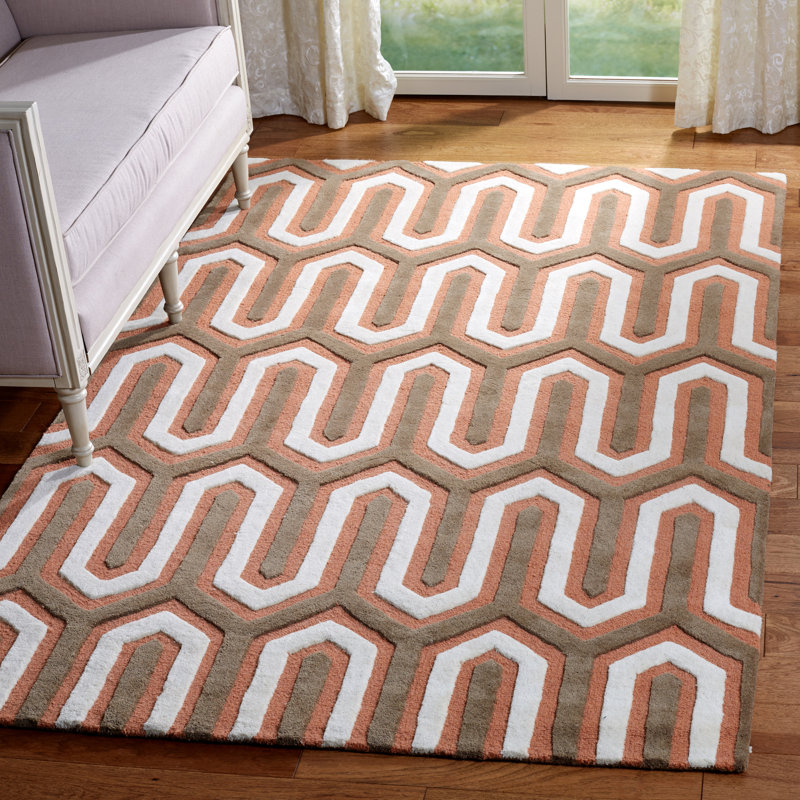 Wrought Studio Martins HandTufted Wool Orange/Gray Area Rug Wayfair