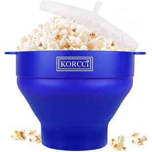 Various Colors Available Blue BPA Free Silicone Popcorn Popper Microwave Collapsible Bowl With Lid Zulay Kitchen Large Microwave Popcorn Maker Family Size Microwave Popcorn Bowl 