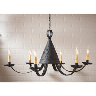 Weldon Punched Tin 6 Light Chandelier Weldon Punched Tin 6 Light Chandelier