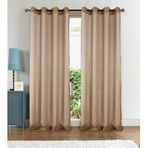 Nile Box Doily Geometric Sheer Grommets Single Curtain Panel