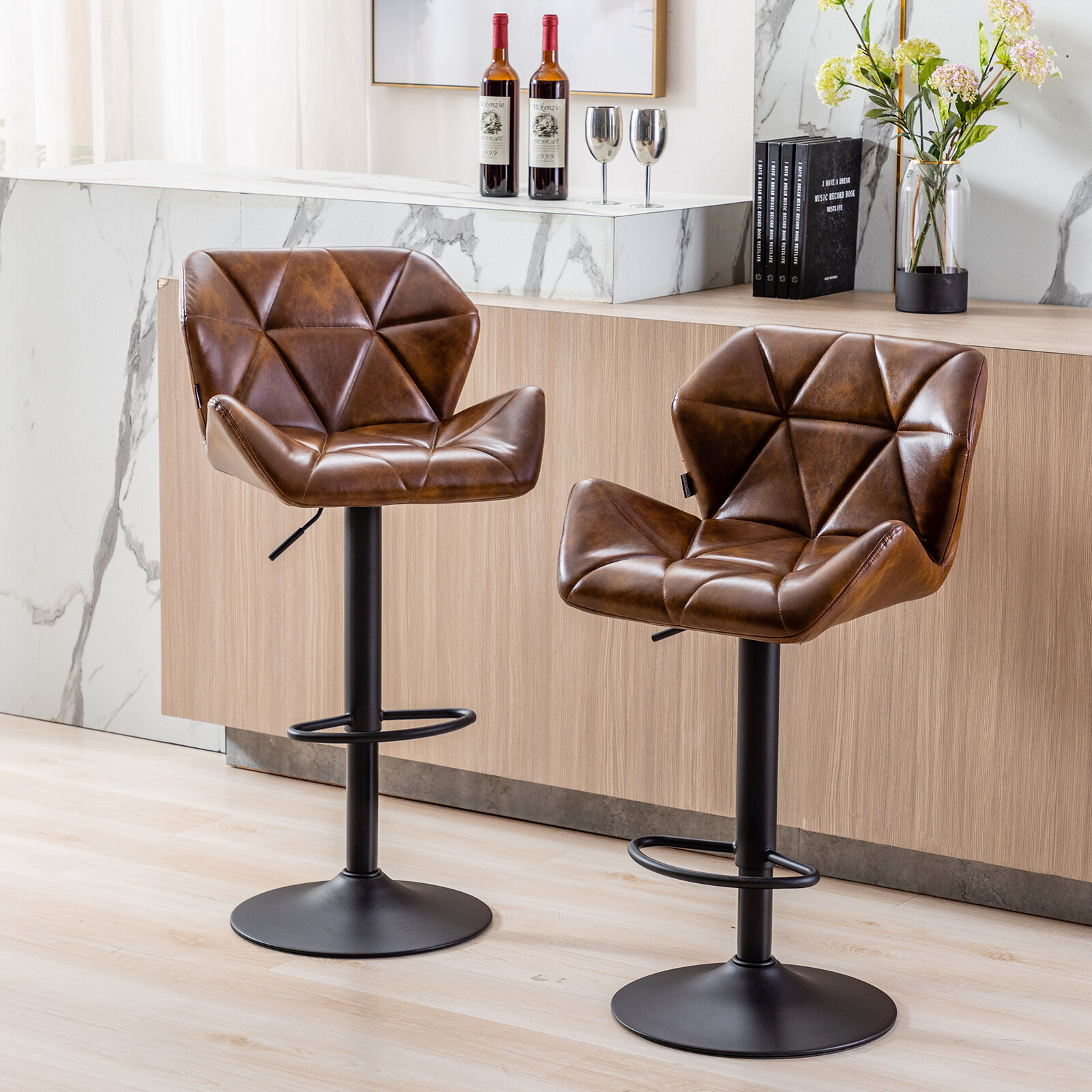 Trent Austin Design® Massenburg Faux Leather Swivel Adjustable Height ...