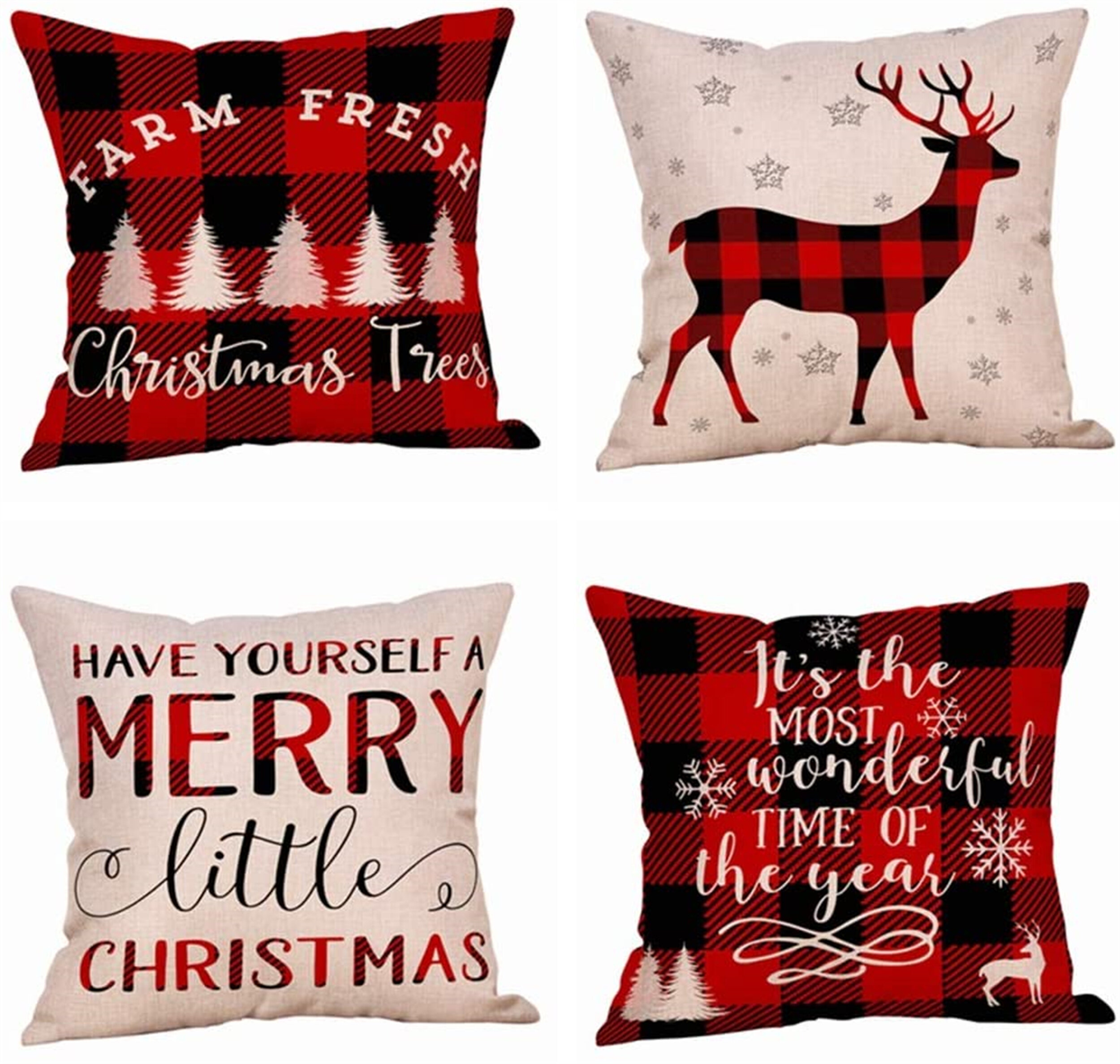 Merry Christmas Animal Reindeer Home Decoration Cushion Cover Linen Pillow Case 