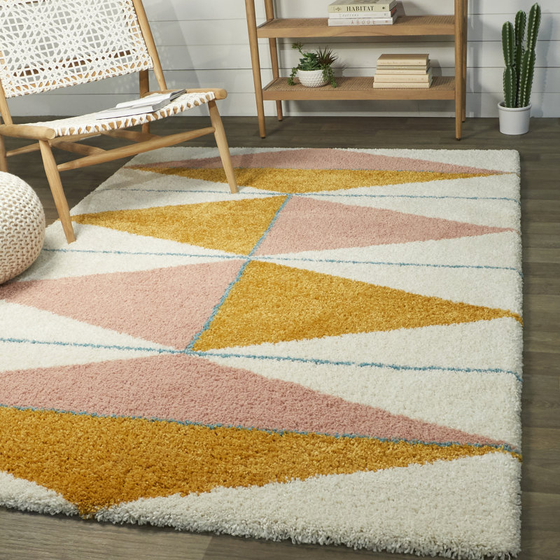 George Oliver Wauseon Pink Orange Yellow Ivory Area Rug Reviews Wayfair