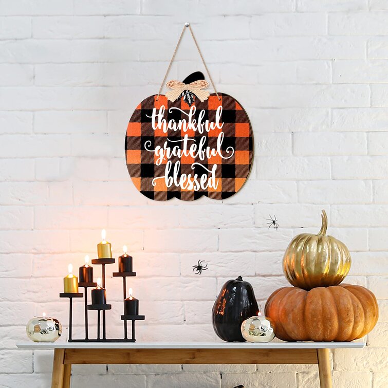 Fall Thanksgiving Clock Pumpkin Everything Wall Clock Autumn Harvest Pumpkin Wooden Round Clock Give Thanks Wall Decorations Fall House Country 12 Inch Battery Operated Housewarming Gift 