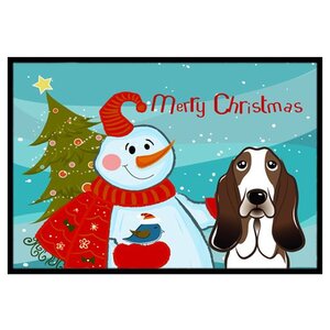 Snowman with Basset Hound Doormat