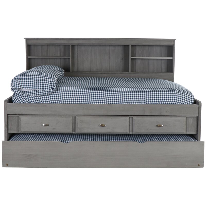 Harriet Bee Gilbertson Charcoal Bookcase Daybed With 3 Drawers And