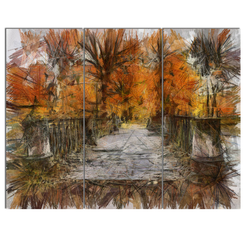 Designart Beautiful Watercolor Autumn Forest 3 Piece Wall Art On Wrapped Canvas Set Wayfair