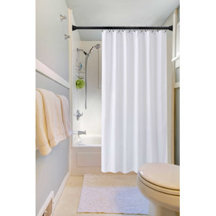 2X Adjustable Curtain Rod Bathroom Shower Tension Spring Extendable Rail White 