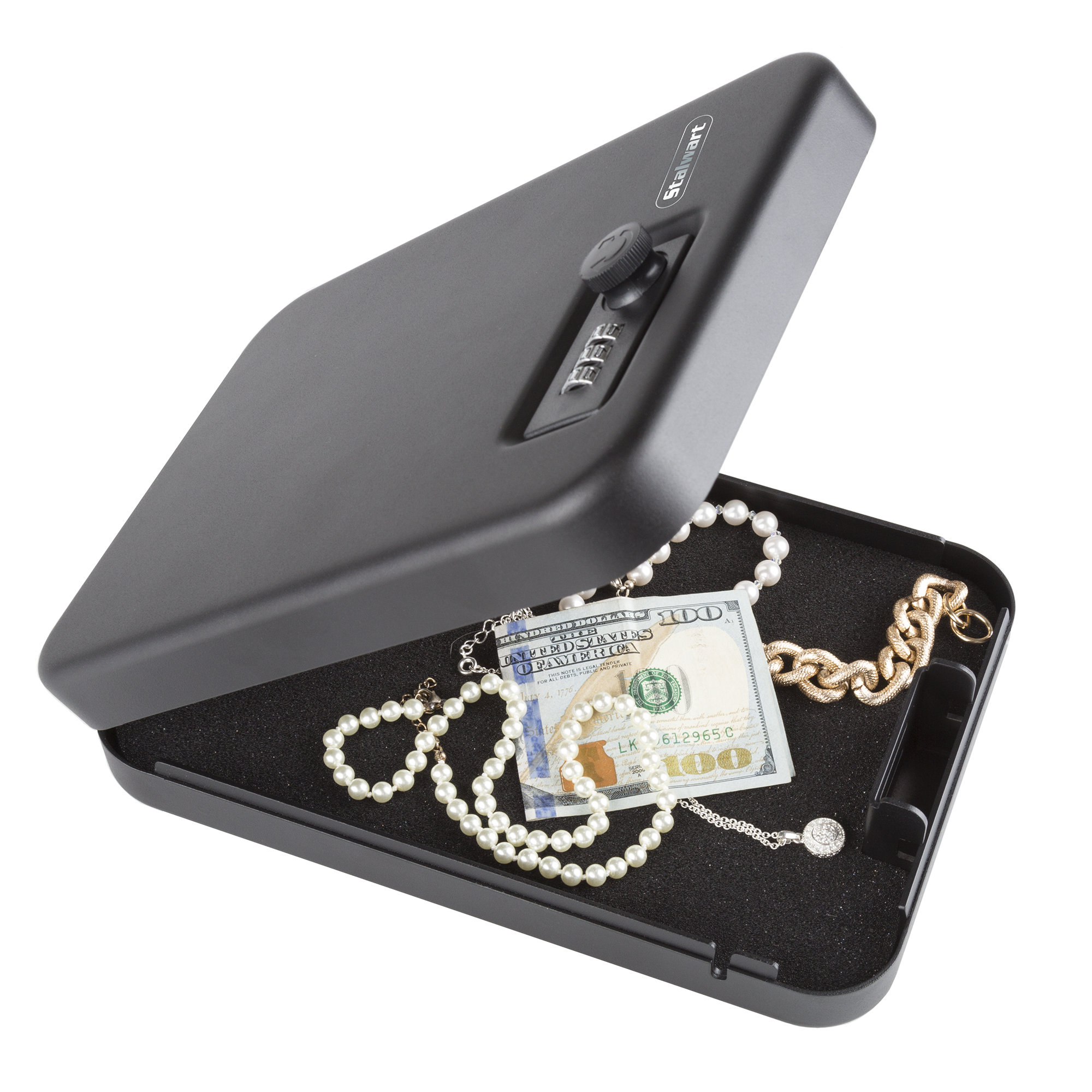 Portable Gun Safe Case Pistol Handgun Valuables Combination Lock Box Metal Black 