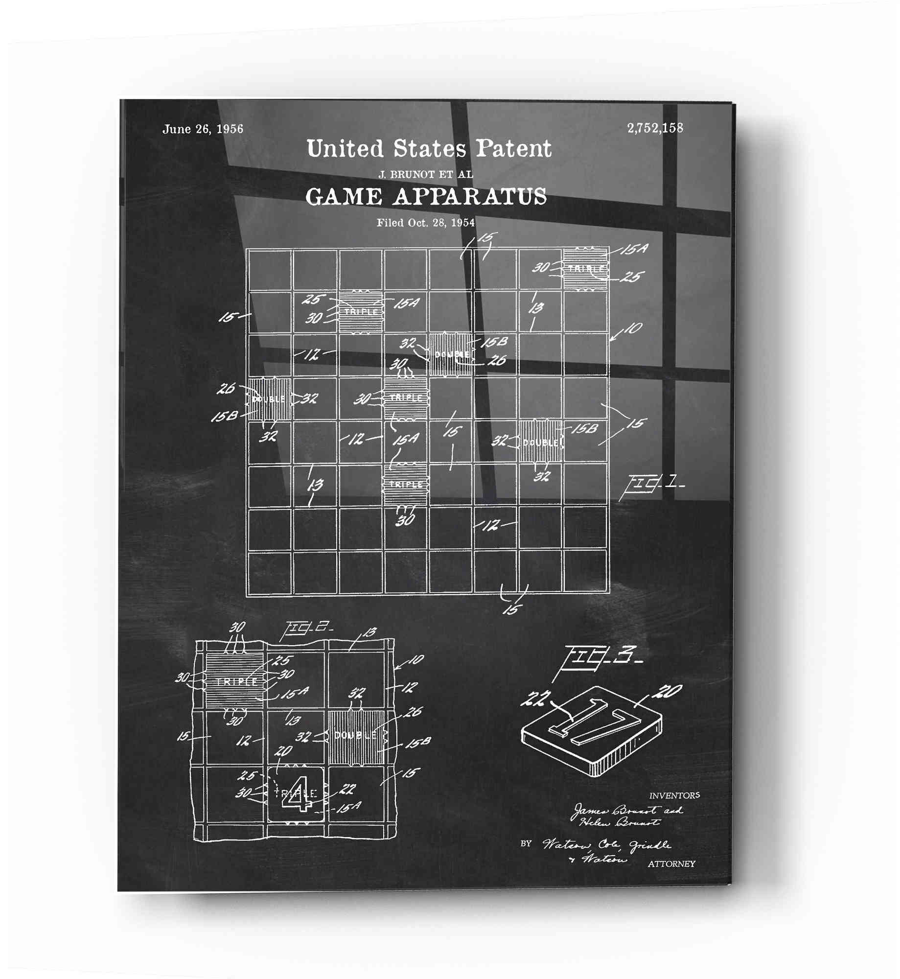 17 Stories Game Apparatus Blueprint Patent Chalkboard - Graphic Art on ...