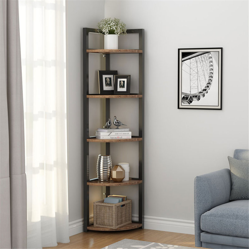 Gracie Oaks Summerall 5 Tier Corner Bookcase Reviews Wayfair