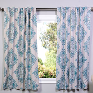 Henna Damask Blackout Thermal Rod Pocket Single Curtain Panel