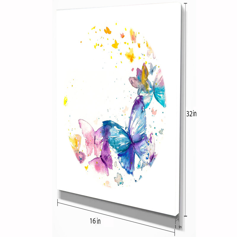 East Urban Home Butterfly On White Paper Oil Painting Print On