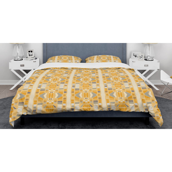 East Urban Home Retro Geometrical Abstract Ii Mid Century Duvet Cover Set Wayfair