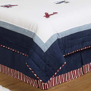 Vintage Aviator Queen Bed Skirt