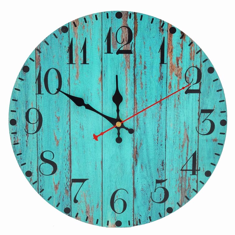 Whatever Lake Time Color Wood Round Vintage Wall Clock Silent Non-Ticking Clocks 10 Inch Battery Operated Wall Clocks Art Gift Home Kitchen Bedrooms Bathroom 
