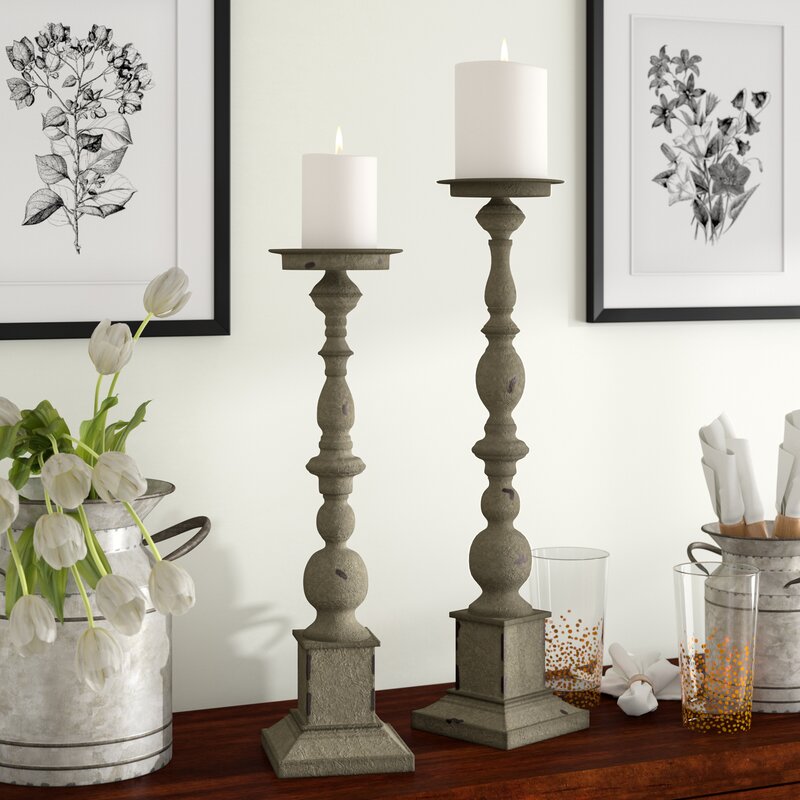 Highland Dunes 2 Piece Tall Iron Candlestick Set & Reviews | Wayfair