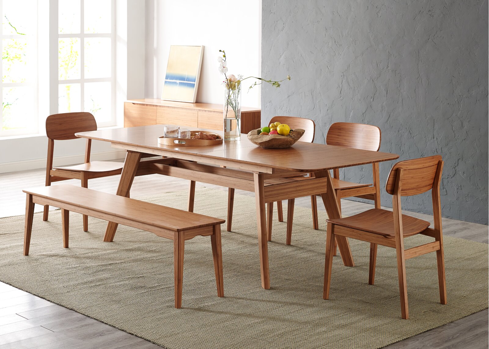 Bellaire Extendable Bamboo Solid Wood Dining Table holiday extension tables | padsyle.com