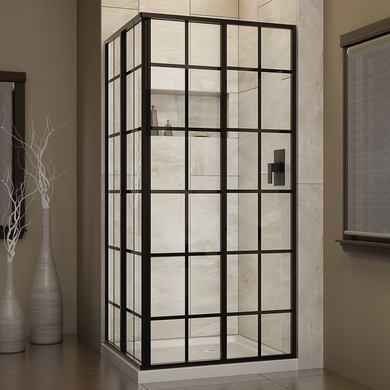 Dreamline French Corner 34 5 H X 72 W Framed Square Sliding Shower Enclosure Reviews Wayfair