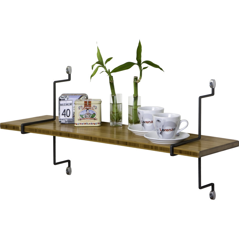 Single Bamboo Shelf with Straight Brackets