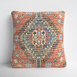 Natural Linen Tribal Print Pillow Cover with Contrasting Red Back 20 x 20