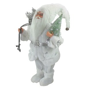 12 Standing Santa Christmas Figure Carrying a Silver Lantern 