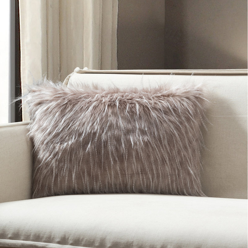 fur lumbar pillow