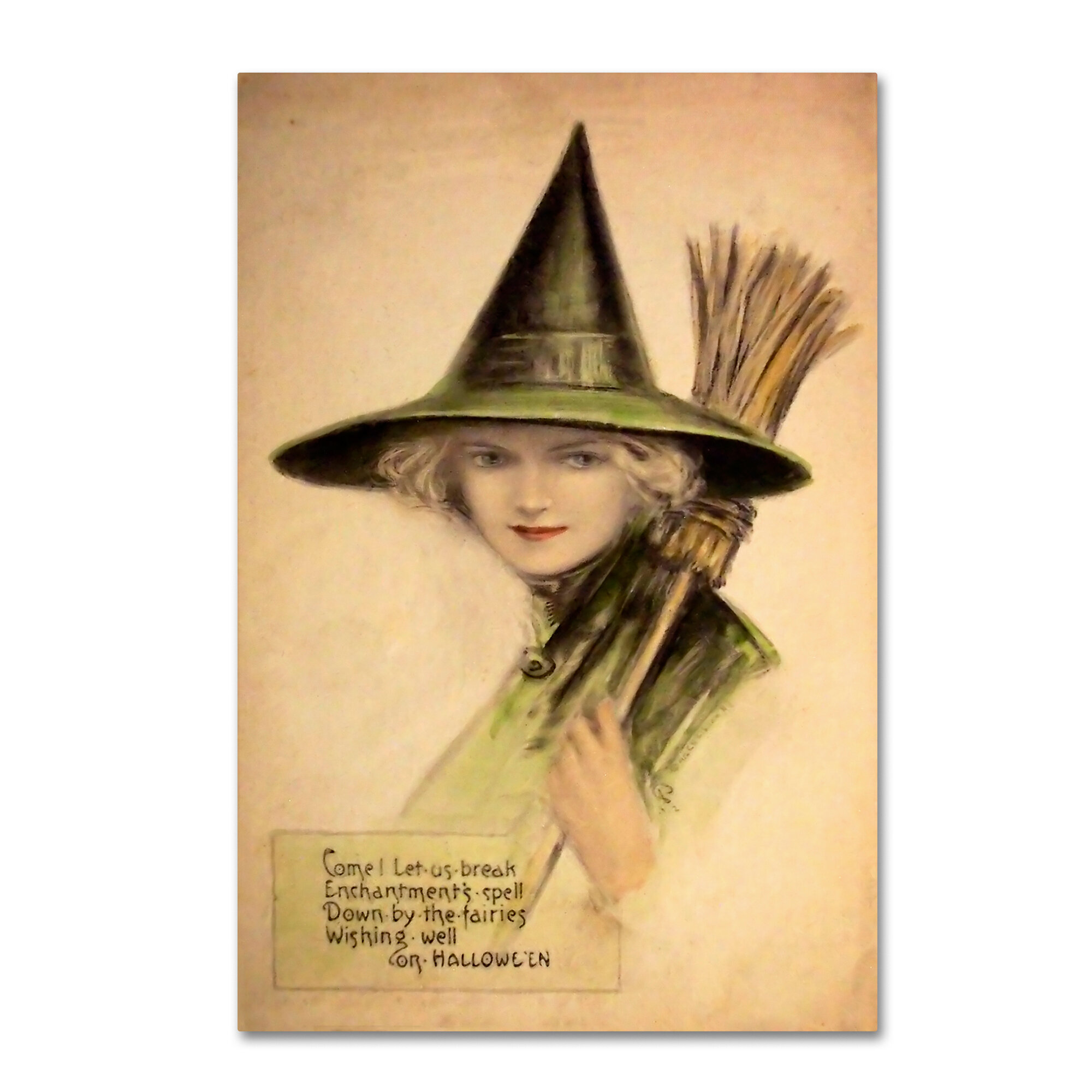 Trademark Art Halloween Beautiful Green Witch Graphic Art Print On Wrapped Canvas Reviews Wayfair