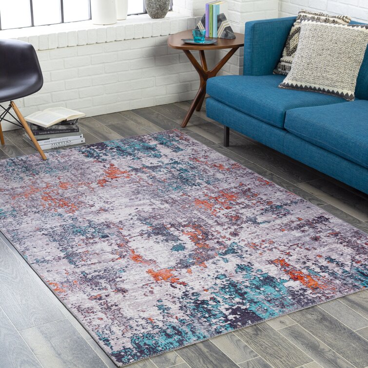 17 Stories Amabilia Abstract Teal/Burnt Orange Area Rug & Reviews ...